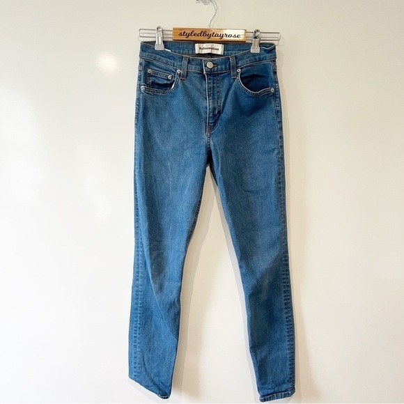 Reformation High Rise Skinny Jean True Blue Color - Picture 4 of 14